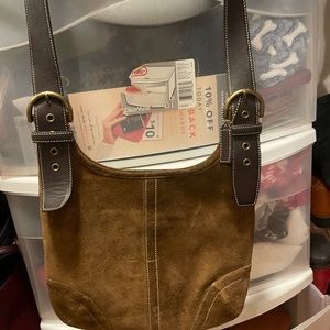 Brown Suede Coach handbag